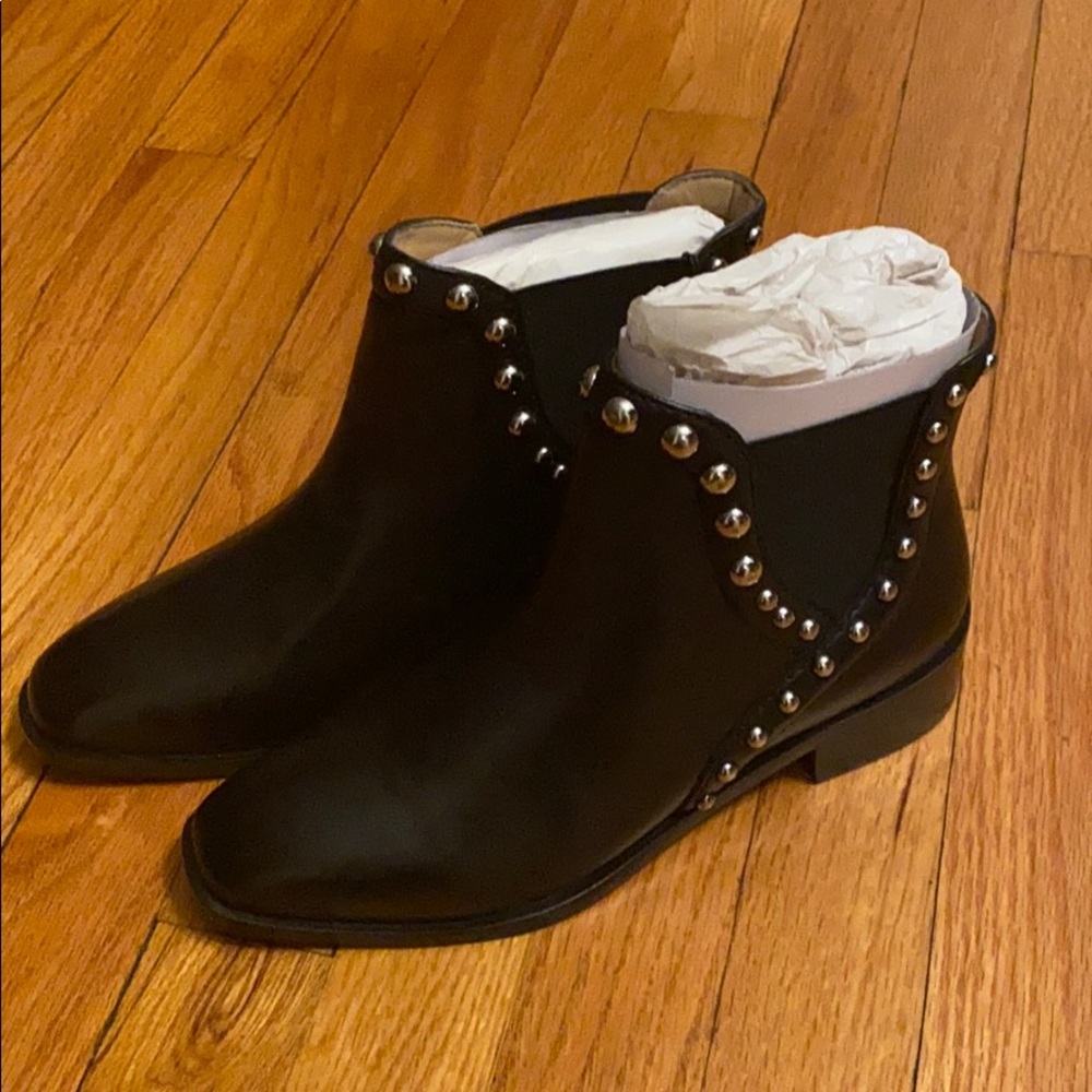 NWT Zara leather booties with studs!